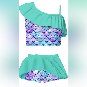 BFUSTYLE Girls 2-Piece Ruffle Swim Suit New Size 8